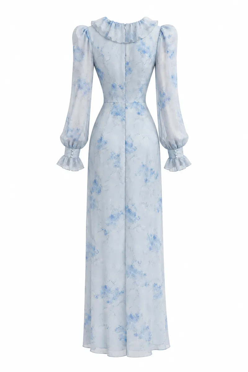Шифоновое платье-халат с рюшами — фото 2
